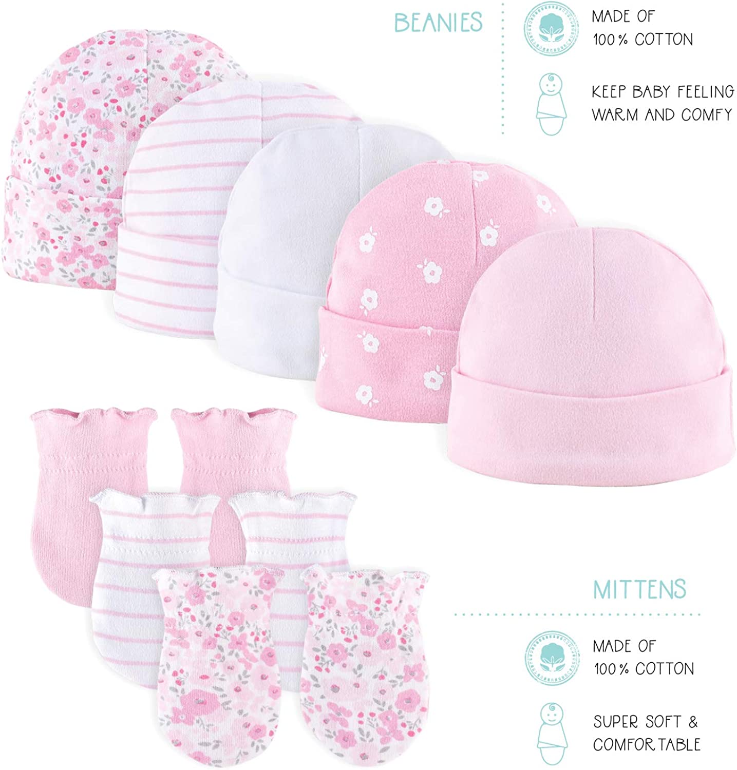 The Peanutshell Newborn Layette Gift Set for Baby Girls - 23 Piece Newborn Girl Clothes & Accessories Set - Fits Newborn to 3 Months - Floral - Image 5